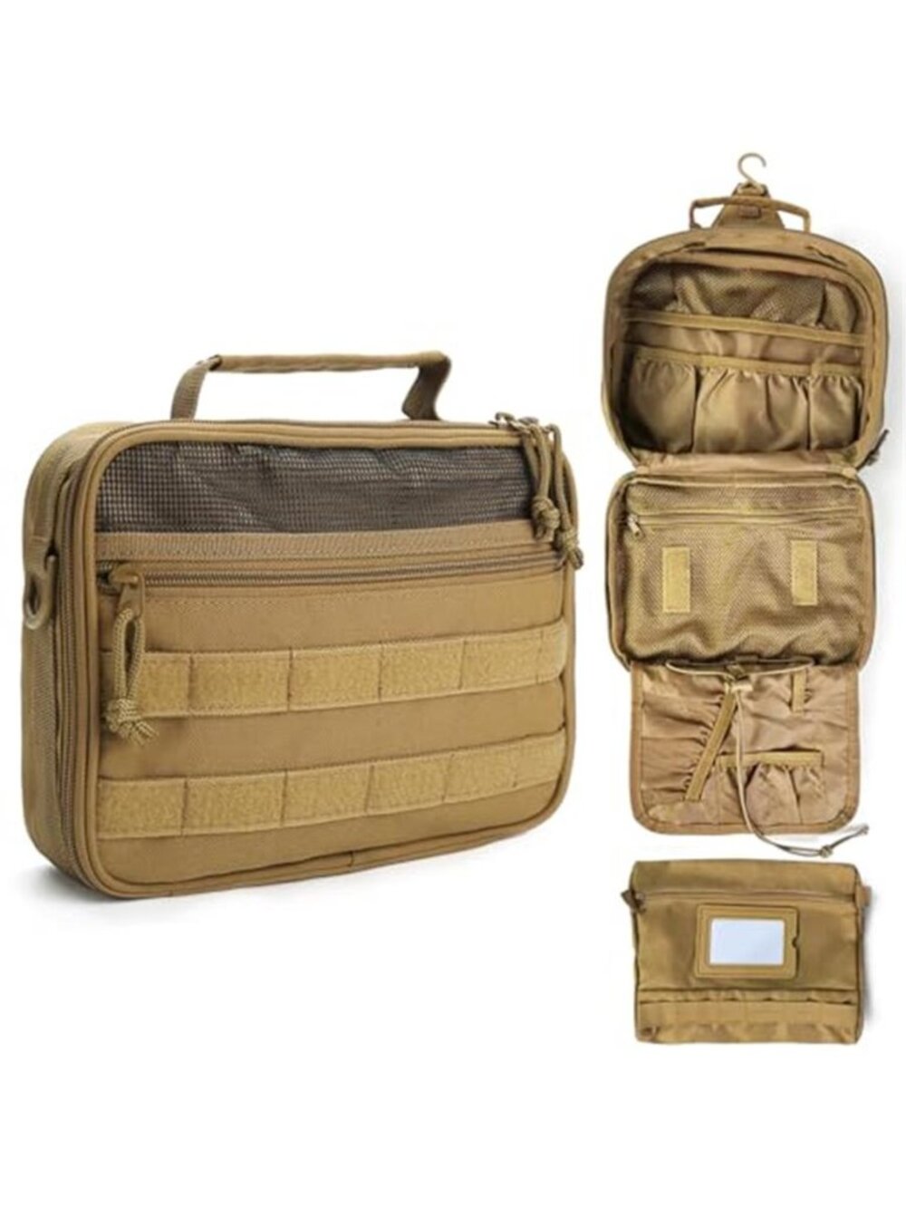 Mens Toiletry Bag Travel Dopp Kit Shaving Organizer Canvas Multi Pocket Large